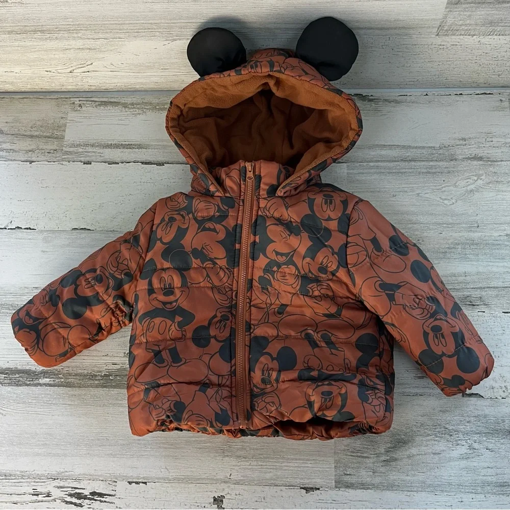 Disney Junior Unisex Mickey Full Zipper Hooded Coat Size 12 Month